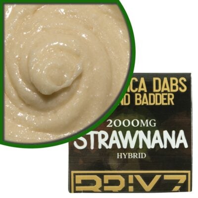 BRIXZ THCa Diamond Badder Dabs 2g – Bulk Deal A box of strawberry nanana with a label on it, infused with Super Lemon Haze and THCa Diamond Badder Dabs.