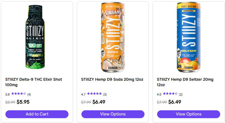 Collection of THCa drinks for consumption