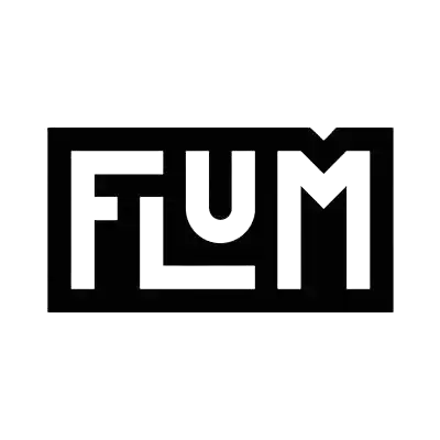 Flum logo on a black background.