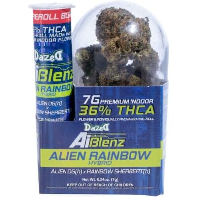 Dazed AI Blenz Premium Indoor THCa Flower 7g + .75g Pre-Roll - Alien Rainbow (Hybrid)