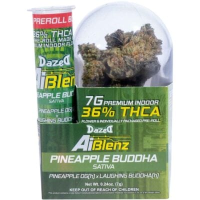 Dazed AI Blenz Premium Indoor THCa Flower 7g + .75g Pre-Roll Dazed AI Blenz Premium Indoor THCa Flower 7g + .75g Pre-Roll - Pineapple Buddha (Sativa)