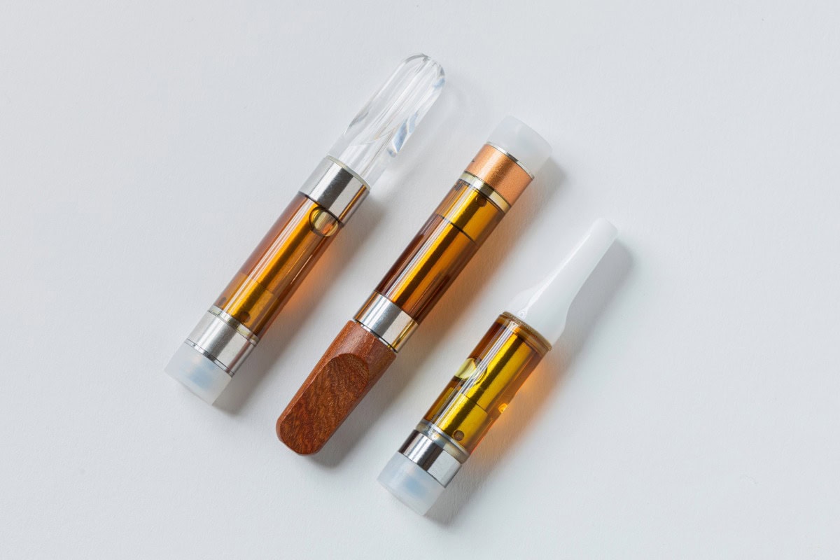 A collection of thca vape cartridges infused with different strains
