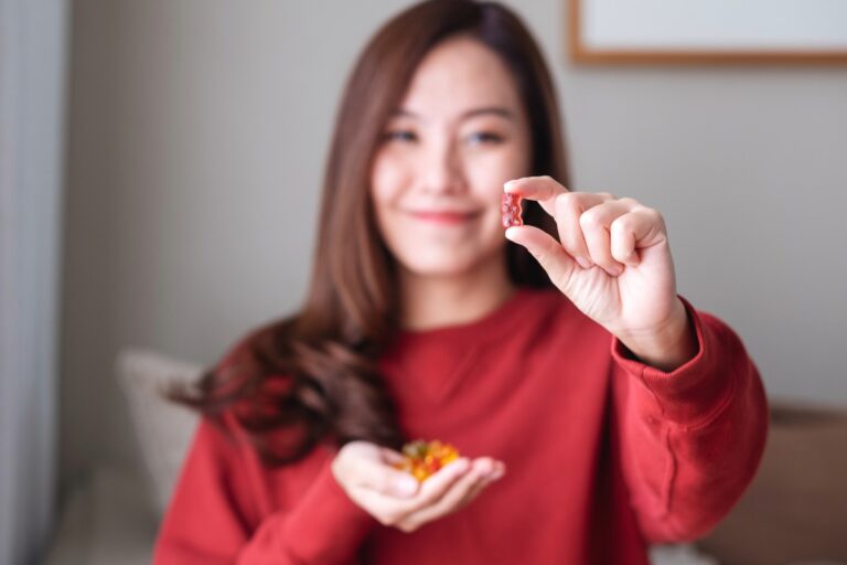 A lady showing thcp gummies