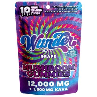 Wunder High Potency Mushroom Gummies 10ct - Grape + Kava