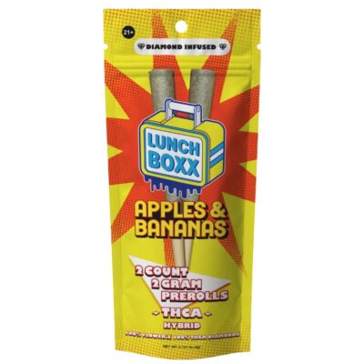Lunch Boxx THCA Infused Prerolls 2x2g - Apples & Bananas
