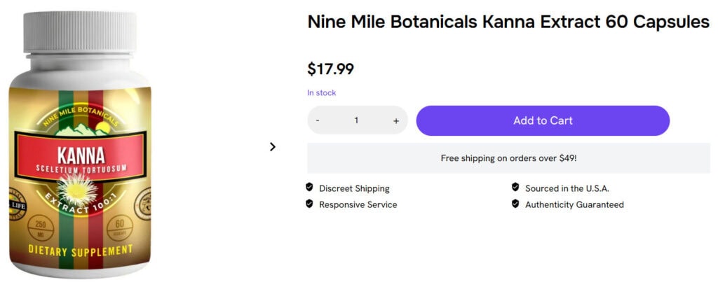 Nine Mile Botanicals Kanna Extract 60 Capsules