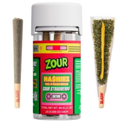 Sour Strawberry - Zour Stash THCP HA$HIEZ Mini Hashholes 3x1g