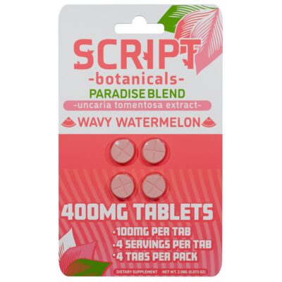 Script Botanicals Paradise Blend Cat's Claw Tablets 4pk 400mg - Wavy Watermelon