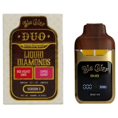 Big Chief THCA Liquid Diamonds DUO V3 Disposable 2g - Red Velvet Cake (Indica) x Cupidz Candy (Indica)